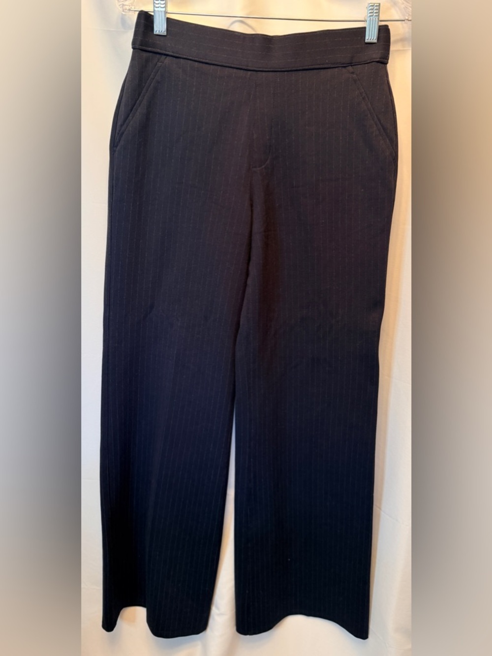 SPANX Size Small The Perfect Wide Leg Ponte Trouser Pants Navy Pin Stripe 20385R